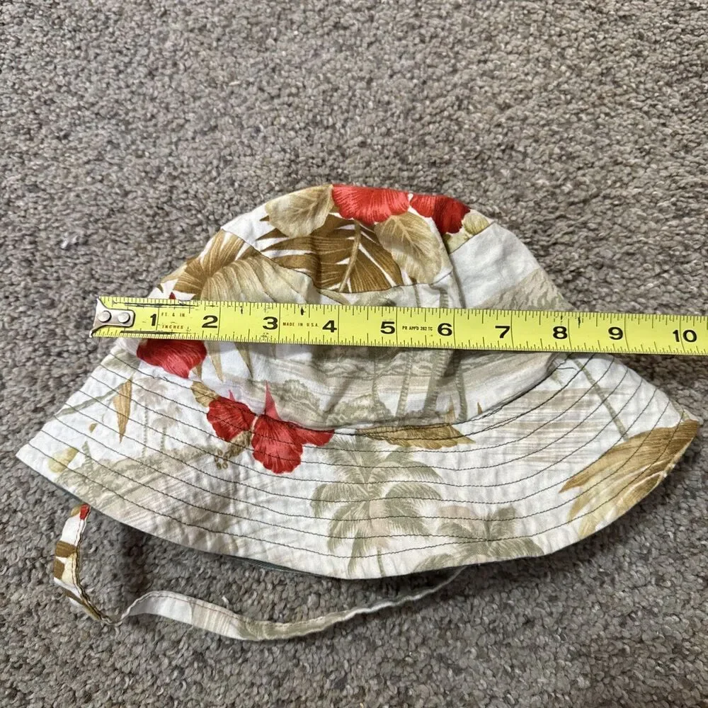 Baby Bucket Hat Cap Bonnet with‎ Chin Strap Hawaiian Floral Aloha reversible